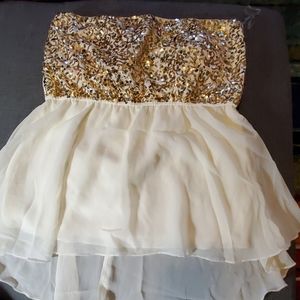 Gold glitter party tube top